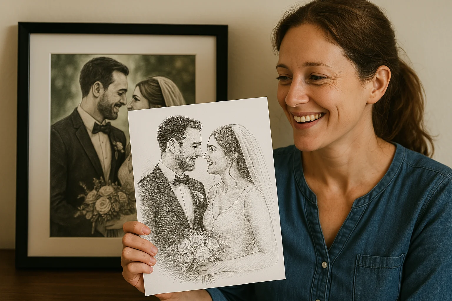 Hochzeitsportrait - Digital handgezeichnetes Portrait vom Hochzeitsfoto