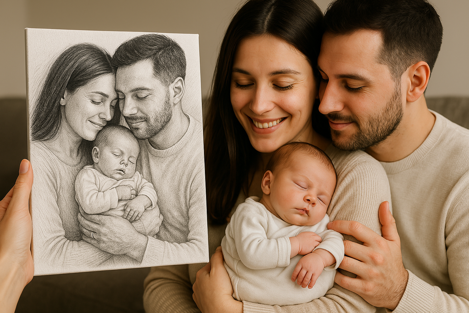 Portrait-Zeichnung vom Foto - Vorher/Nachher Beispiel