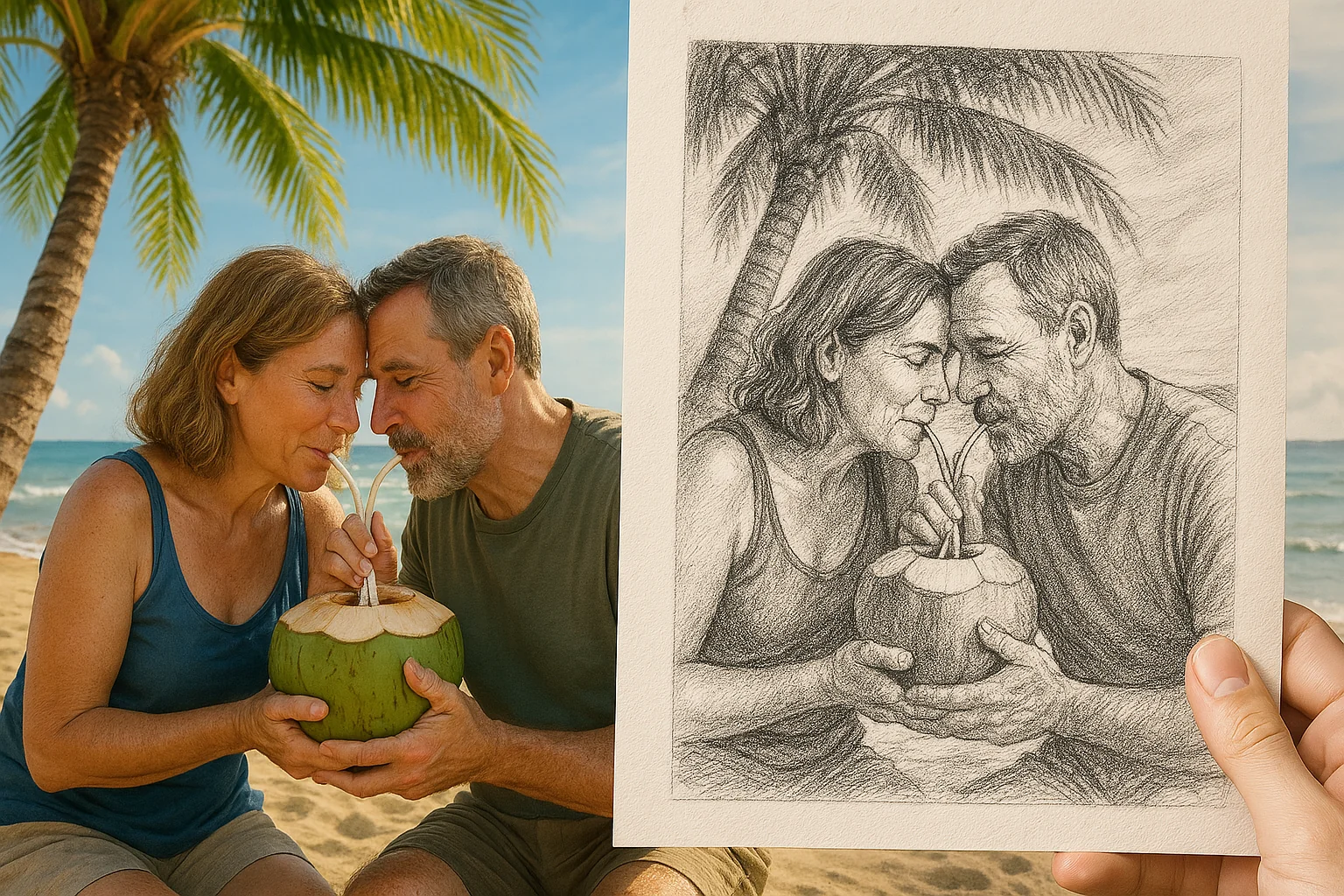 Urlaubsportrait - Digital handgezeichnetes Portrait von Ihren schönsten Urlaubsmomenten